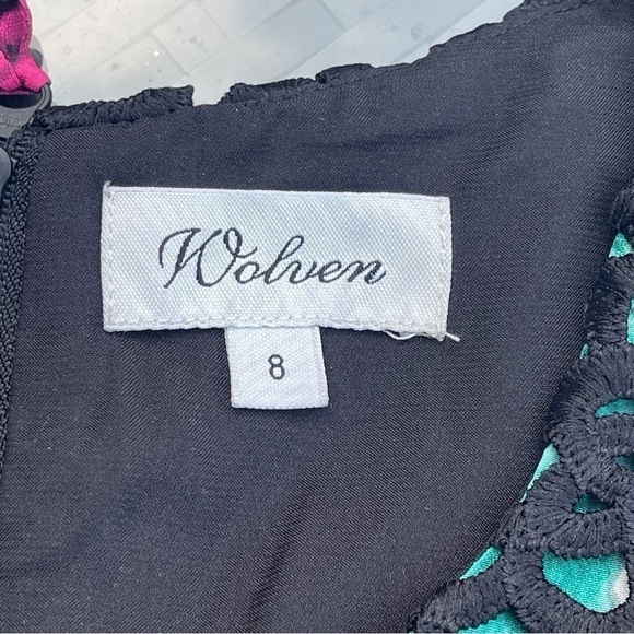 ANTHROPOLOGIE Wolven Black Crochet Lace "Terrace Sheath Dress" Size 8 - Picture 10 of 15